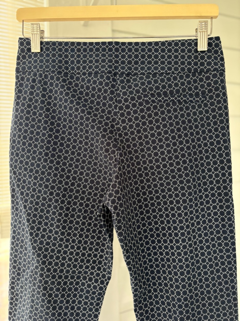 Margaret M Navy & White Cropped Geometric Print Pants - Picture 5 of 6